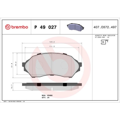 Brembo Bremsbelagsatz, Scheibenbremse PRIME LINE P 49 027