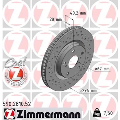 Zimmermann 2 x ZIMMERMANN Bremsscheibe SPORT Z 590.2810.52
