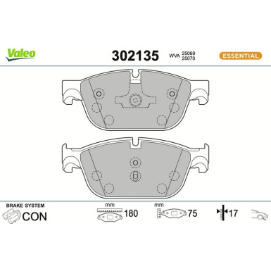 Valeo | Bremsbelagsatz, Scheibenbremse | 302135