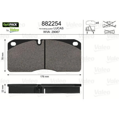 Valeo | Bremsbelagsatz, Scheibenbremse | 882254