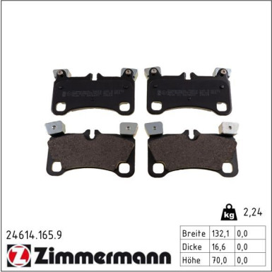 Zimmermann Bremsbelagsatz, Scheibenbremse pb:z 24614.165.9 Zimmermann Bremsbelagsatz, Scheibenbremse pb:z 24614.165.9
