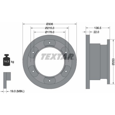 2 x TEXTAR Bremsscheibe | 93127300