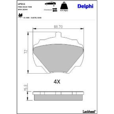 Delphi Bremsbelagsatz, Scheibenbremse LP211