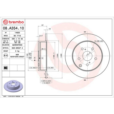 Brembo Bremsscheibe PRIME LINE 08.A354.10
