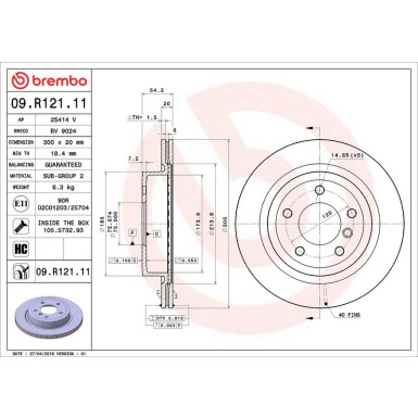 Brembo Bremsscheibe PRIME LINE - UV Coated 09.R121.11