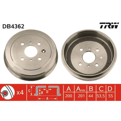 TRW | Bremstrommel | DB4362