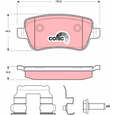GDB1637 Bremsbelagsatz, Scheibenbremse COTEC