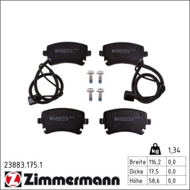Zimmermann Bremsbelagsatz, Scheibenbremse 23883.175.1