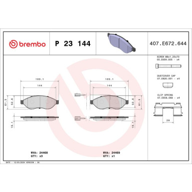 Brembo Bremsbelagsatz, Scheibenbremse PRIME LINE P 23 144