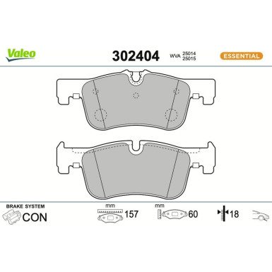 Valeo | Bremsbelagsatz, Scheibenbremse | 302404