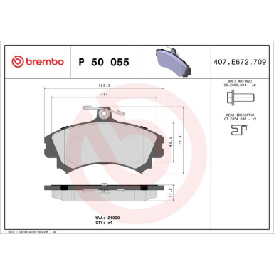 Brembo Bremsbelagsatz, Scheibenbremse PRIME LINE P 50 055