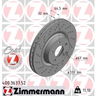 Zimmermann 2 x ZIMMERMANN Bremsscheibe SPORT Z 400.3637.52