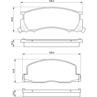 BOSCH Bremsbelagsatz, Scheibenbremse 0 986 424 183