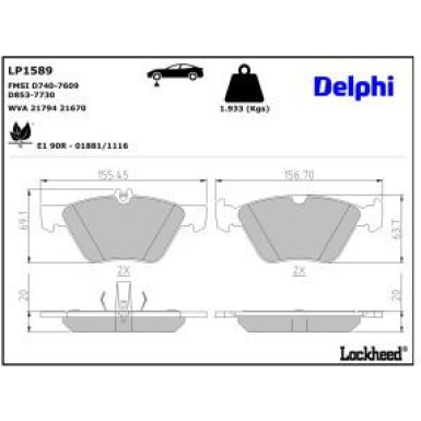 Delphi Bremsbelagsatz, Scheibenbremse LP1589