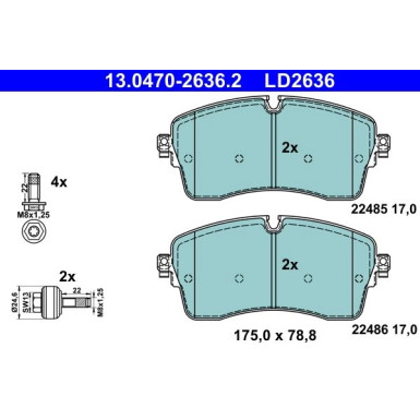 13.0470-2636.2 Bremsbelagsatz, Scheibenbremse ATE Ceramic