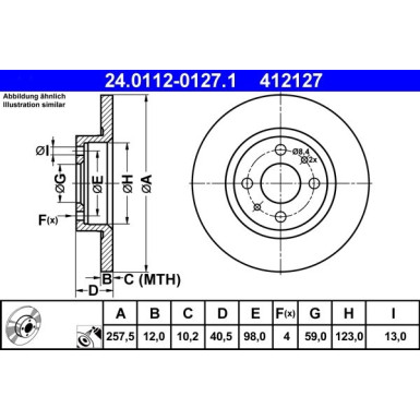ATE | Bremsensatz, Scheibenbremse | 24.0112-0127.1 + 13.0460-7289.2