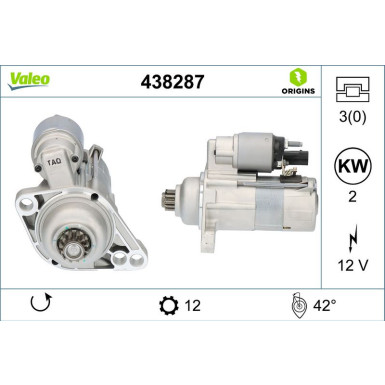 438287 Starter VALEO ORIGINS NEW OE TECHNOLOGIE