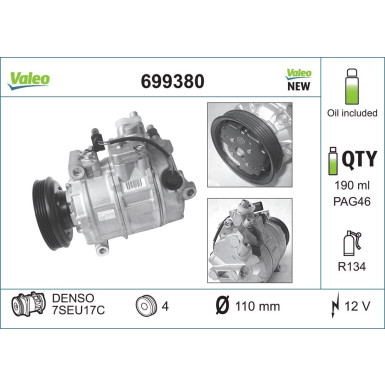 Valeo Kompressor, Klimaanlage VALEO CORE-FLEX 699380