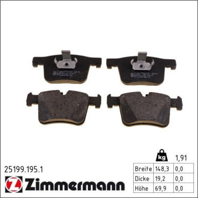 Zimmermann Bremsbelagsatz, Scheibenbremse 25199.195.1