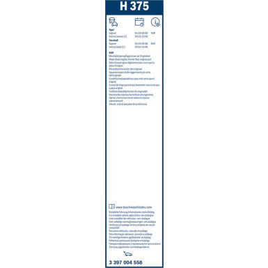 BOSCH H 401 Scheibenwischer Rear 3 397 004 558