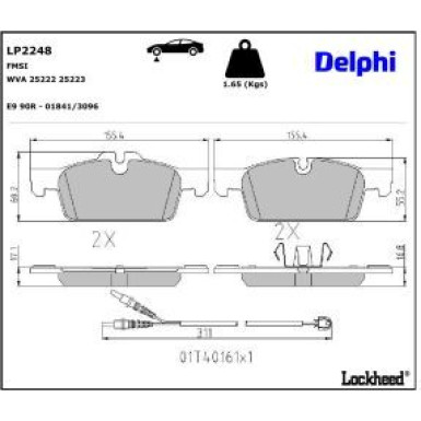 Delphi Bremsbelagsatz, Scheibenbremse LP2248