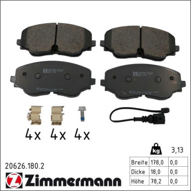 Zimmermann Bremsbelagsatz, Scheibenbremse 20626.180.2