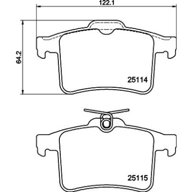 Hella | Bremsbelagsatz, Scheibenbremse | 8DB 355 015-901