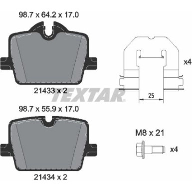 Textar Bremsbelagsatz, Scheibenbremse Q+ 2143301