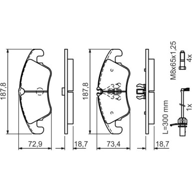 BOSCH Bremsbelagsatz, Scheibenbremse 0 986 494 456