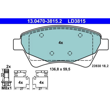 Bremsbelagsatz, Scheibenbremse ATE Ceramic 13.0470-3815.2