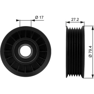 Gates Umlenk-/Führungsrolle, Keilrippenriemen DriveAlign™ T38009