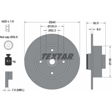Textar Bremsscheibe PRO 92154403 Textar Bremsscheibe PRO 92154403
