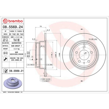 Brembo Bremsscheibe PRIME LINE - UV Coated 08.5569.21 Brembo Bremsscheibe PRIME LINE - UV Coated 08.5569.21