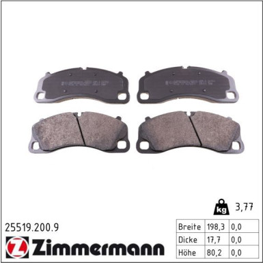 Zimmermann Bremsbelagsatz, Scheibenbremse pb:z 25519.200.9