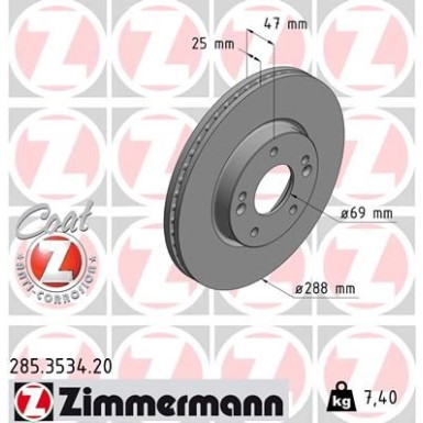 Zimmermann Bremsscheibe Coat Z 285.3534.20 Zimmermann Bremsscheibe Coat Z 285.3534.20