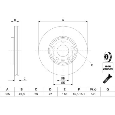 BOSCH Bremsscheibe 0 986 479 B69 BOSCH Bremsscheibe 0 986 479 B69