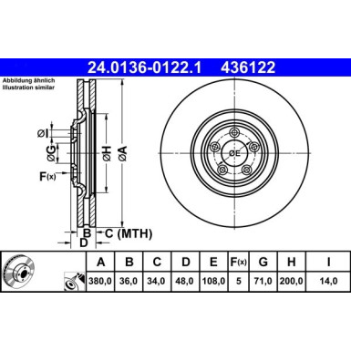 ATE Bremsscheibe 24.0136-0122.1