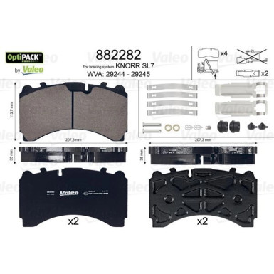 Valeo Bremsbelagsatz, Scheibenbremse OPTIPACK 882282