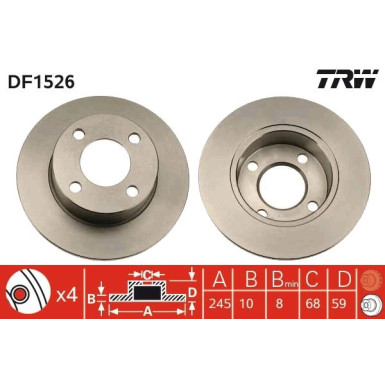 TRW Bremsscheibe DF1526 TRW Bremsscheibe DF1526