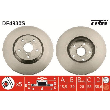 Bremsscheibe TRW SINGLE DF4930S