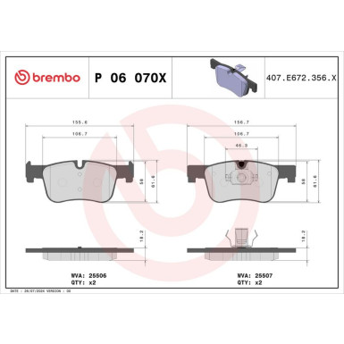 Brembo Bremsbelagsatz, Scheibenbremse XTRA LINE P 06 070X