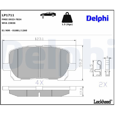 Delphi Bremsbelagsatz, Scheibenbremse LP1711