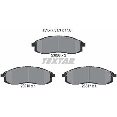 Textar Bremsbelagsatz, Scheibenbremse 2308601
