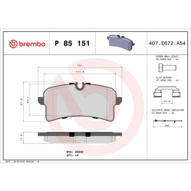 Bremsbelagsatz, Scheibenbremse P 85 151 Bremsbelagsatz, Scheibenbremse P 85 151
