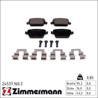 Zimmermann Bremsbelagsatz, Scheibenbremse 24537.160.2 Zimmermann Bremsbelagsatz, Scheibenbremse 24537.160.2