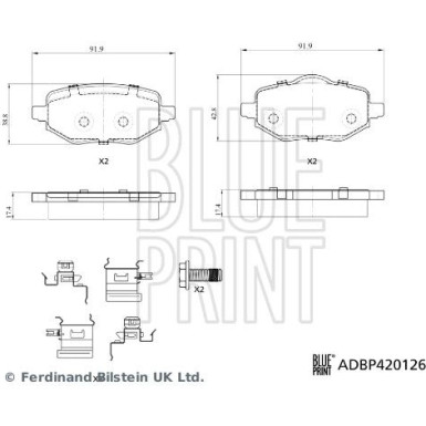 Blue Print Bremsbelagsatz, Scheibenbremse ADBP420126