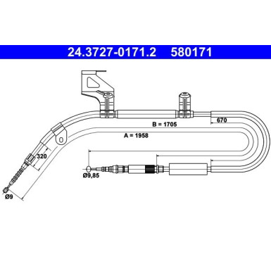 Seilzug, Feststellbremse 24.3727-0171.2 Seilzug, Feststellbremse 24.3727-0171.2