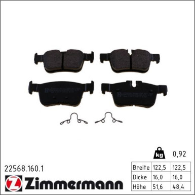 Zimmermann Bremsbelagsatz, Scheibenbremse 22568.160.1
