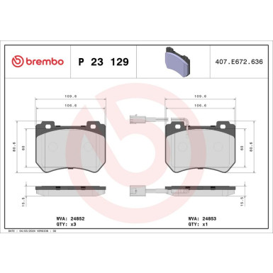 Brembo Bremsbelagsatz, Scheibenbremse PRIME LINE P 23 129 Brembo Bremsbelagsatz, Scheibenbremse PRIME LINE P 23 129