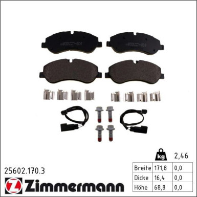 Zimmermann Bremsbelagsatz, Scheibenbremse 25602.170.3 Zimmermann Bremsbelagsatz, Scheibenbremse 25602.170.3